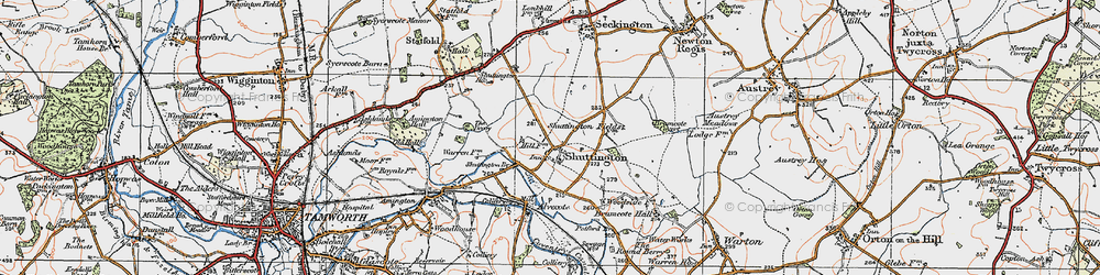 Old map of Shuttington in 1921