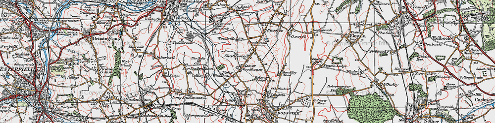Old map of Shuttlewood in 1923