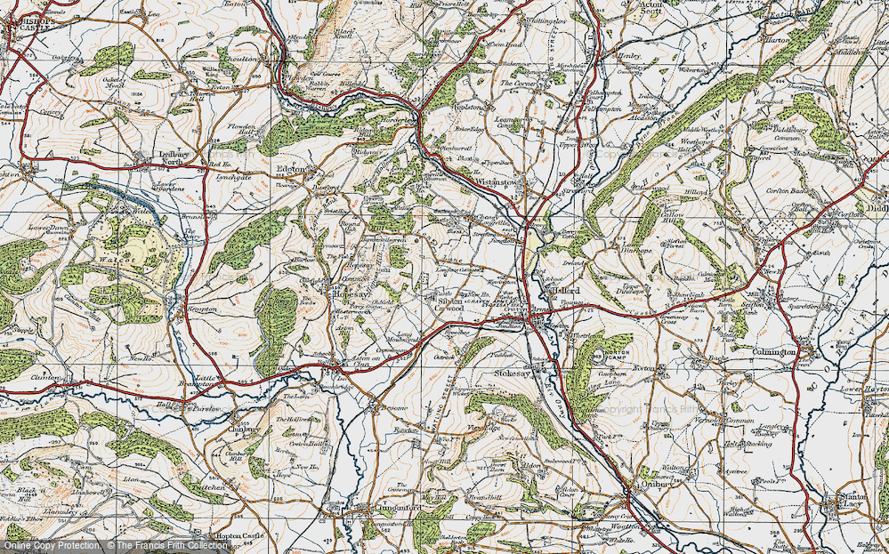 Old Map of Sibdon Carwood, 1920 in 1920