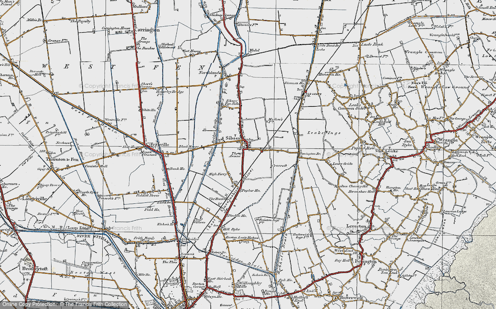 Old Map of Historic Map covering Benington Br in 1922