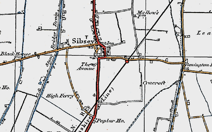 Old map of Sibsey in 1922