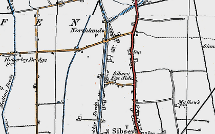 Old map of Sibsey Fen Side in 1922