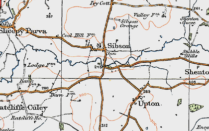 Old map of Sibson in 1921