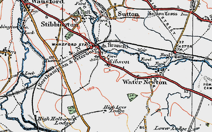 Old map of Sibson in 1922