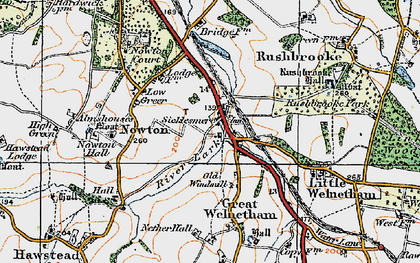Old map of Sicklesmere in 1921