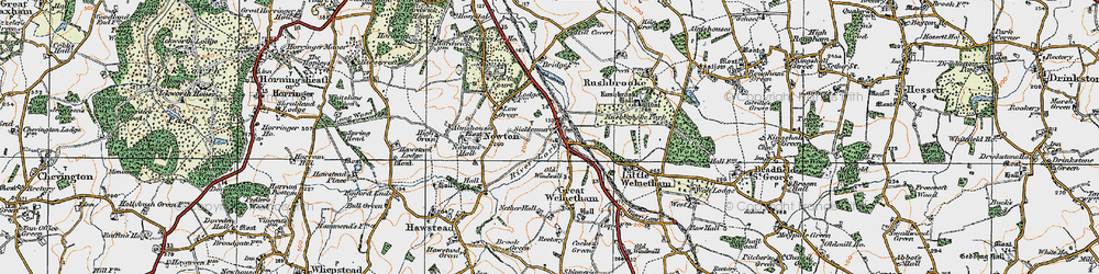 Old map of Sicklesmere in 1921
