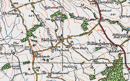 Old map of Sidbury in 1921