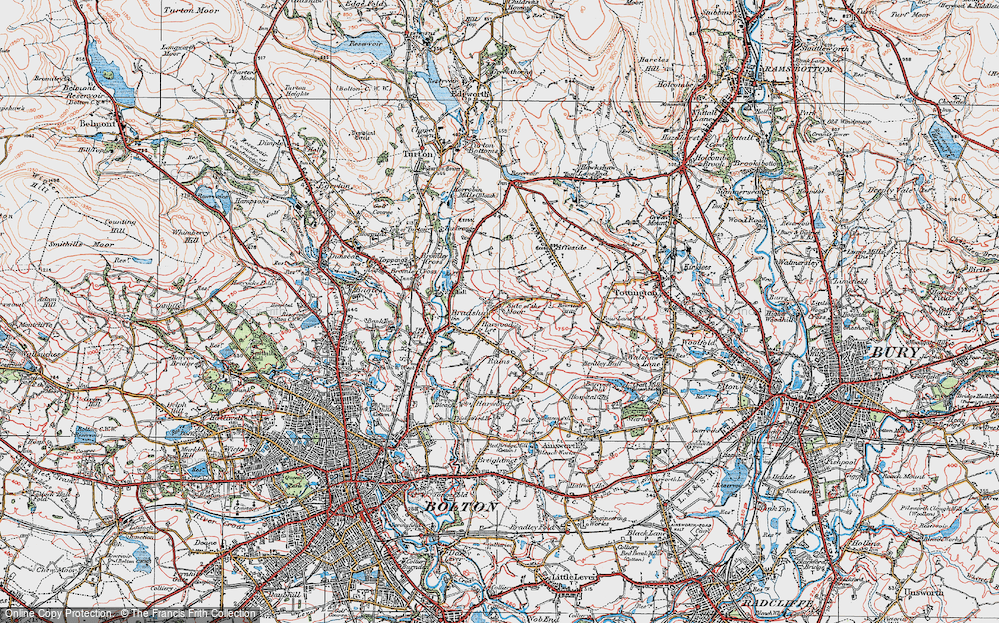 Old Map of Side of the Moor, 1924 in 1924