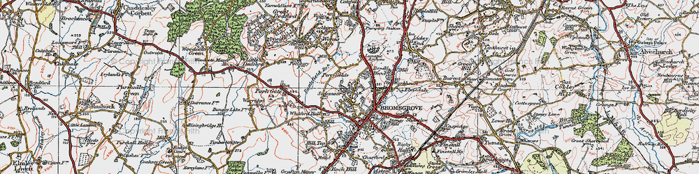 Old map of Sidemoor in 1919