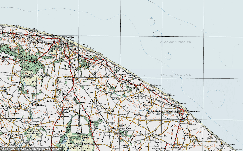 Old Map of Sidestrand, 1922 in 1922