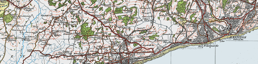 Old map of Sidley in 1921