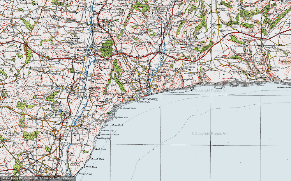 Old Map of Sidmouth, 1919 in 1919