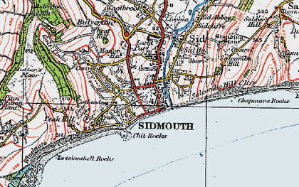 Old map of Sidmouth in 1919