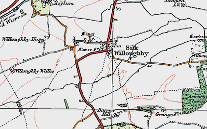 Old map of Silk Willoughby in 1922