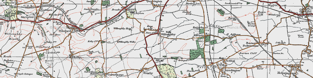 Old map of Silk Willoughby in 1922