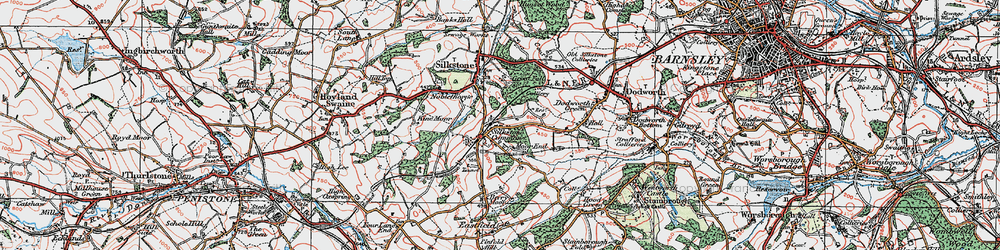 Old map of Silkstone Common in 1924