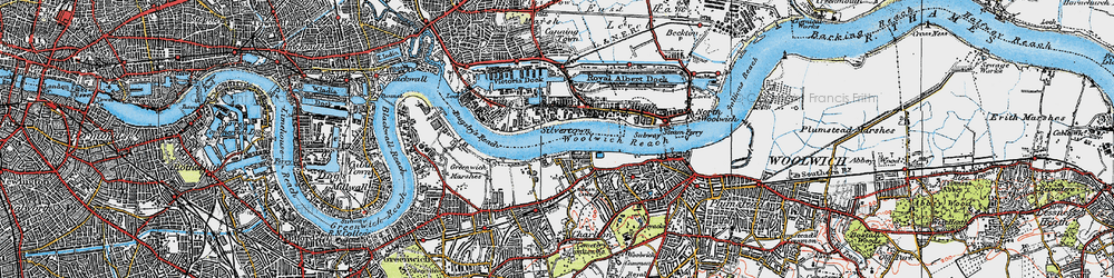 Old map of Woolwich Reach in 1920