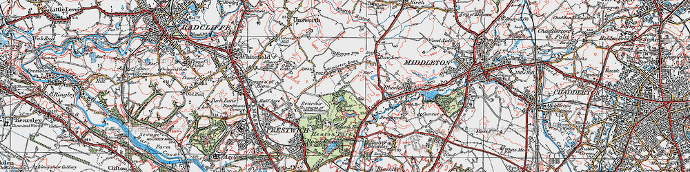 Old map of Simister in 1924