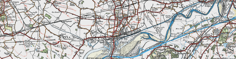 Old map of Simm's Cross in 1923