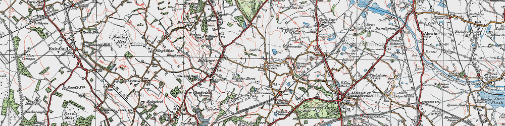 Old map of Simm's Lane End in 1924