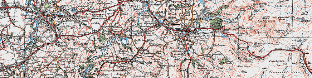 Old map of Simmondley in 1923
