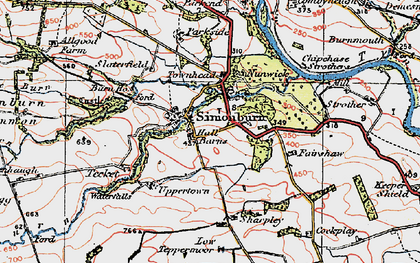Old map of Simonburn in 1925