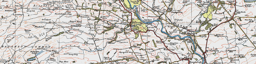 Old map of Simonburn in 1925