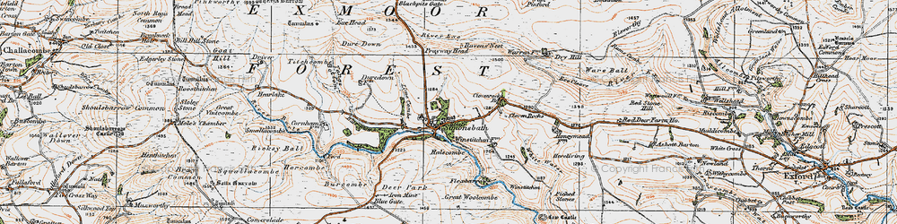Old map of Exmoor in 1919