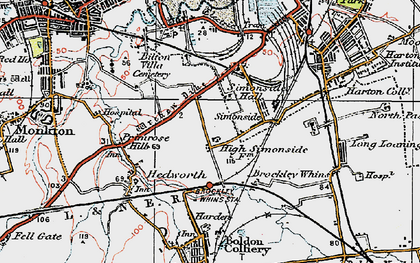 Old map of Simonside in 1925