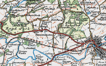 Old map of Altham Br in 1924