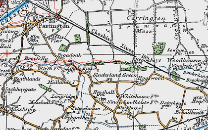 Old map of Sinderland Green in 1923