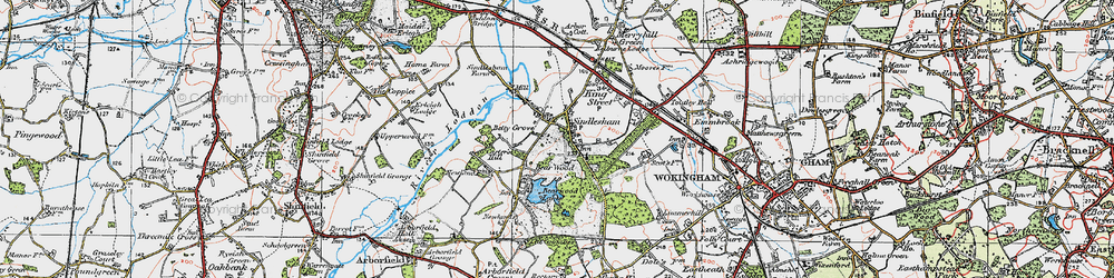 Old map of Sindlesham in 1919