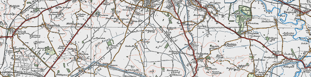 Old map of Sinfin Moor in 1921
