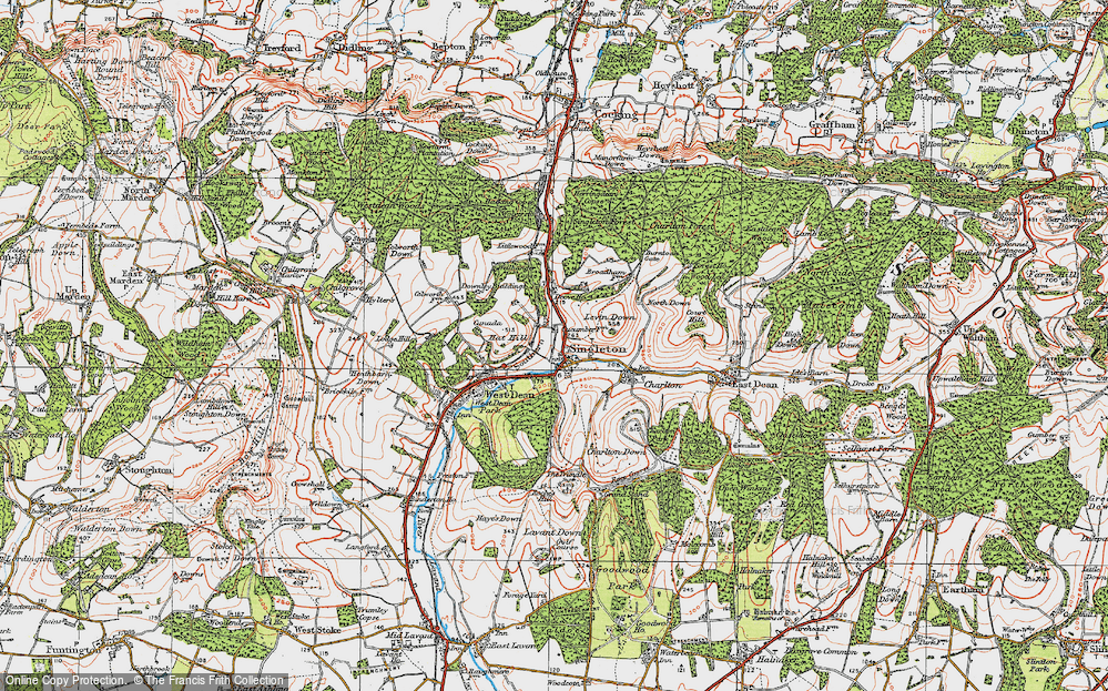 Old Map of Historic Map covering Burntoak Gate in 1919