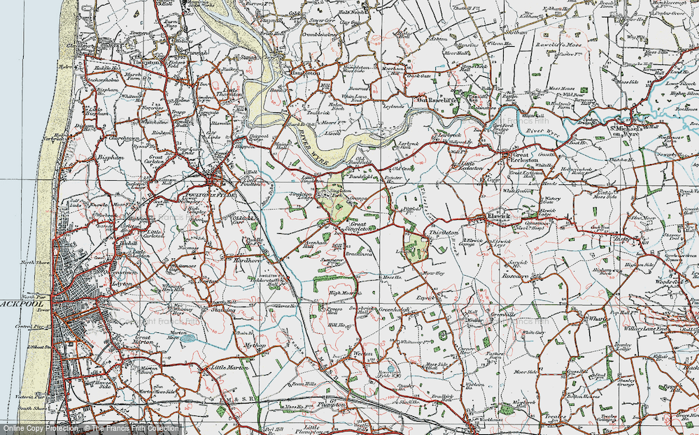 Old Map of Historic Map covering Avenham Hall in 1924