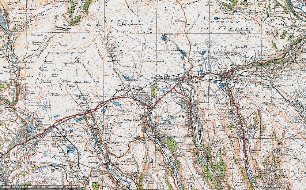 Old Map of Historic Map covering Bryn Serth in 1919