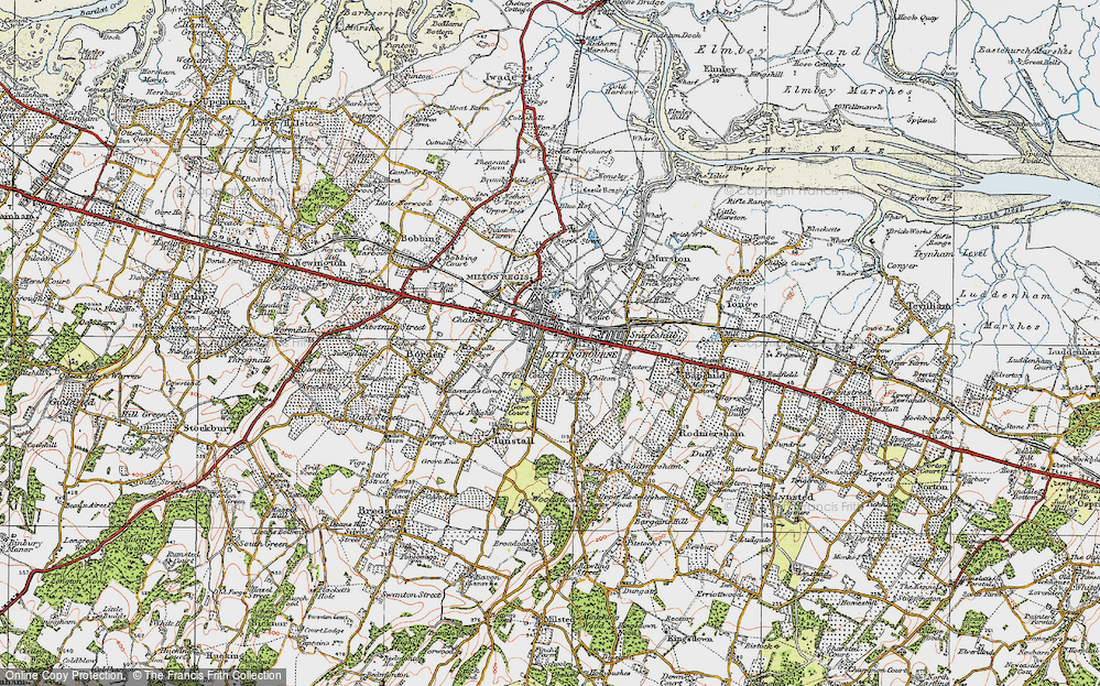 Old Map of Sittingbourne, 1921 in 1921