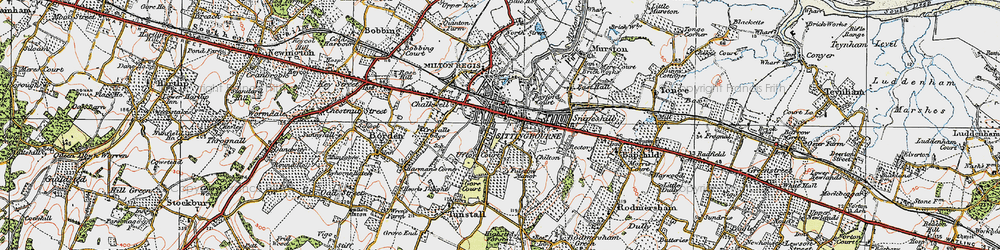 Old map of Sittingbourne in 1921