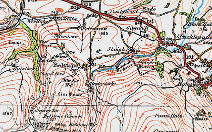 Old map of Belstone Cleave in 1919