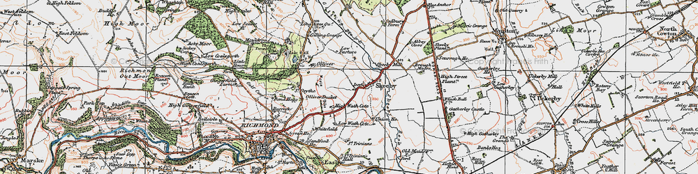Old map of Aske Beck in 1925