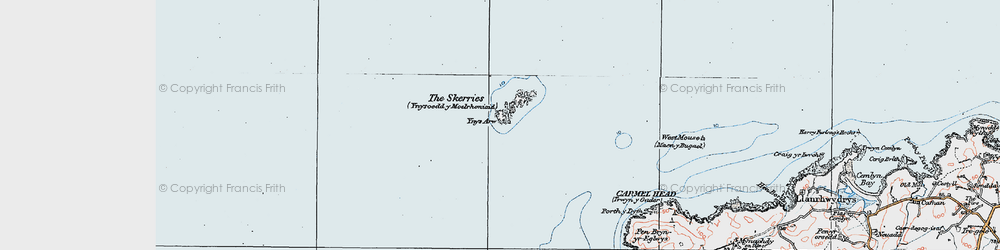 Old map of Ynys Arw in 1922