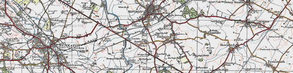 Old map of Stretton Baskerville Village in 1920