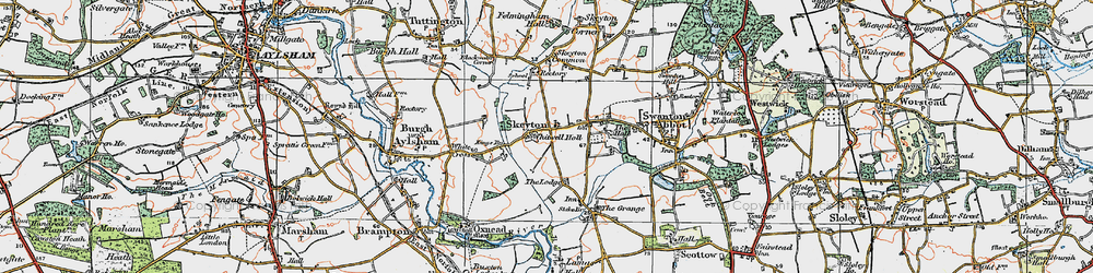 Old map of Skeyton in 1922