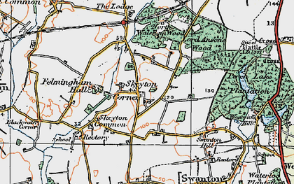 Old map of Felmingham Hall (Hotel) in 1922