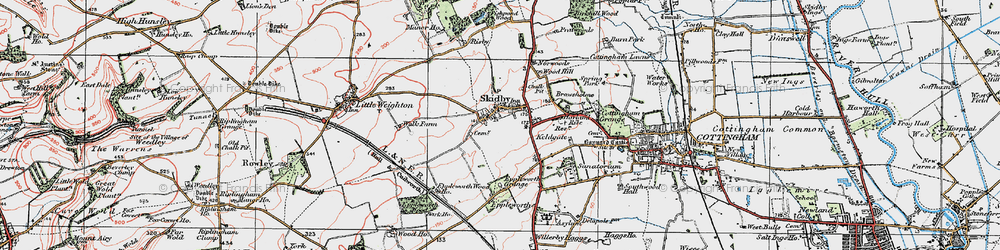 Old map of Skidby in 1924