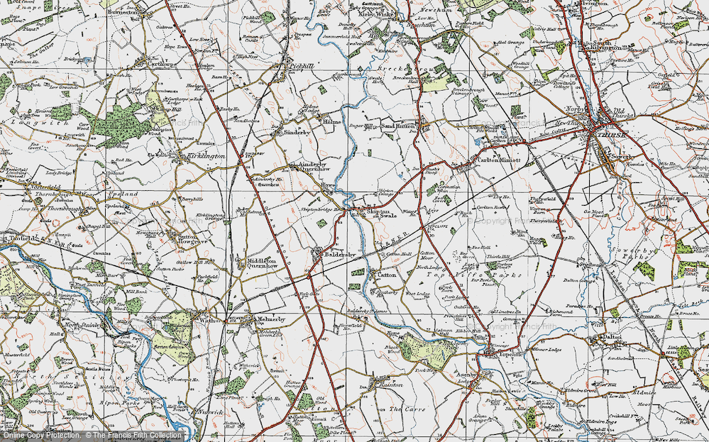 Old Map of Skipton-on-Swale, 1925 in 1925
