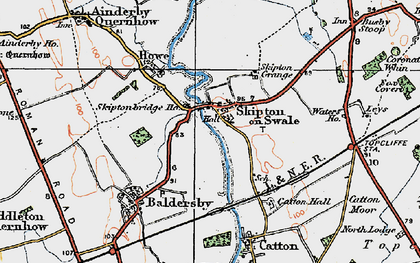 Old map of Skipton-on-Swale in 1925