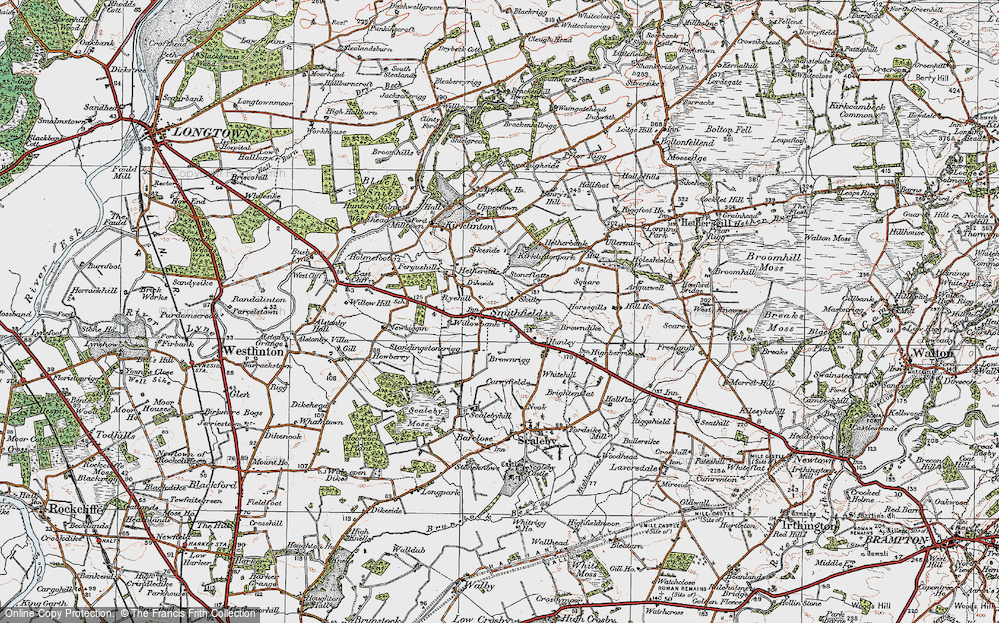 Old Map of Historic Map covering Brown Dyke in 1925