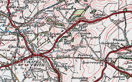 Old map of Slackhall in 1923