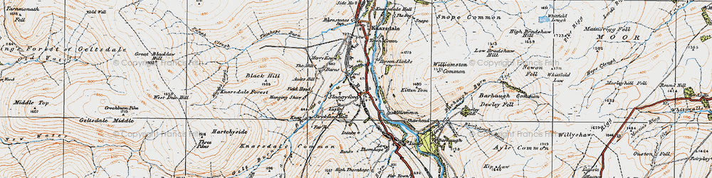 Old map of Aules Hill in 1925